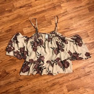 Floral Cold Shoulder Crop Top
